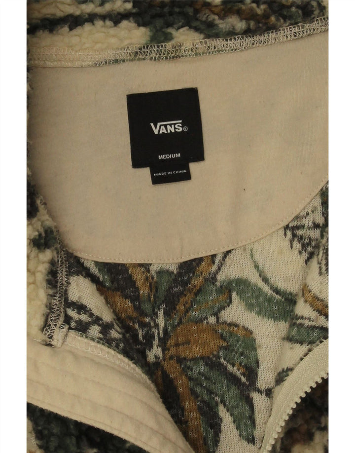 Мужская флисовая куртка Vans UK 38, полиэстер среднего зеленого цвета с цветочным принтом