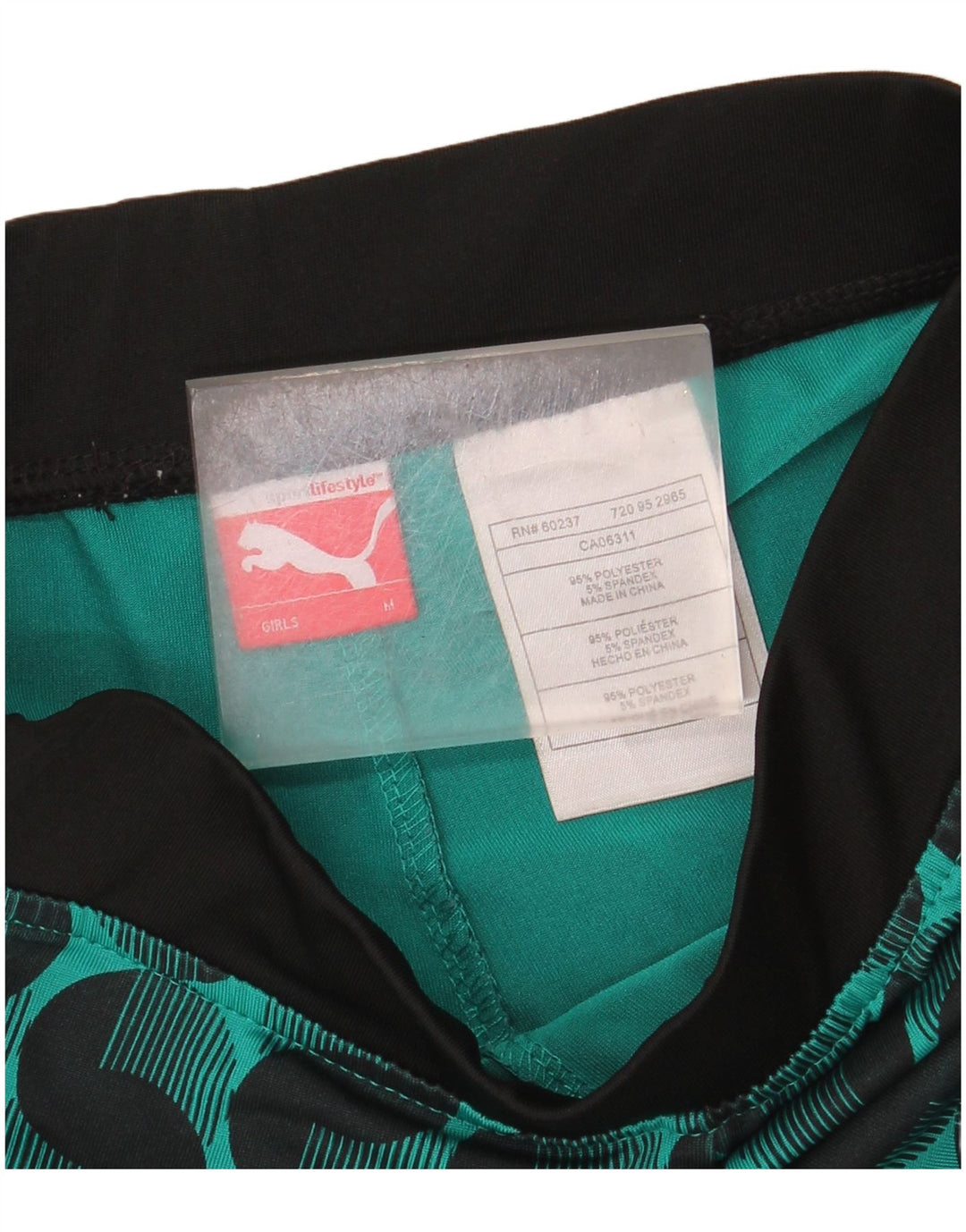 Леггинсы Puma для девочек 9–10 лет, средний зеленый цвет, полиэстер с геометрическим рисунком