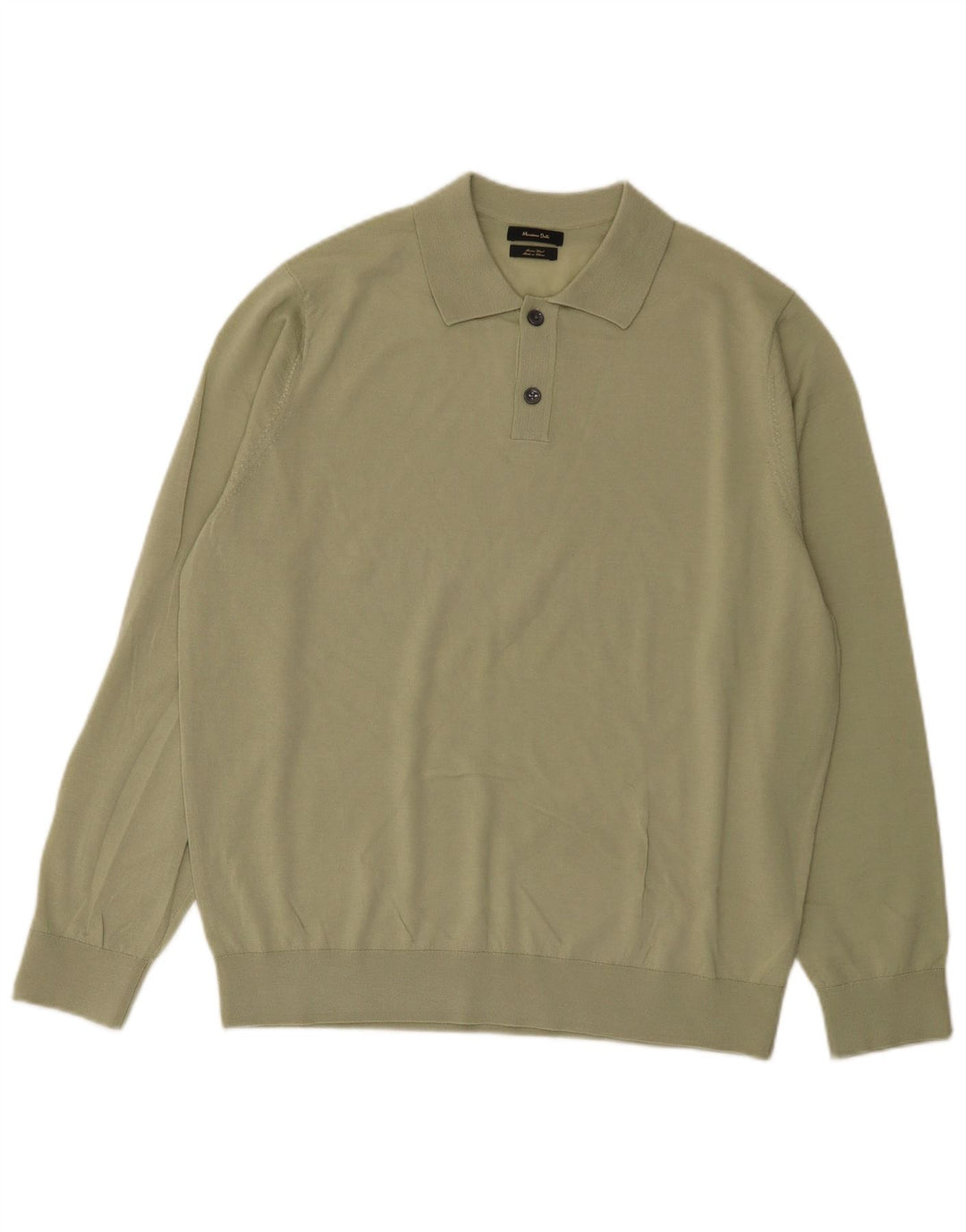 Мужской свитер с воротником поло Massimo Dutti XL, зеленая шерсть