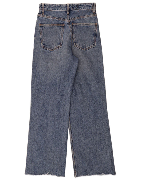 Женские потертые широкие джинсы Zara EU 34 2XS W24 L30 синие