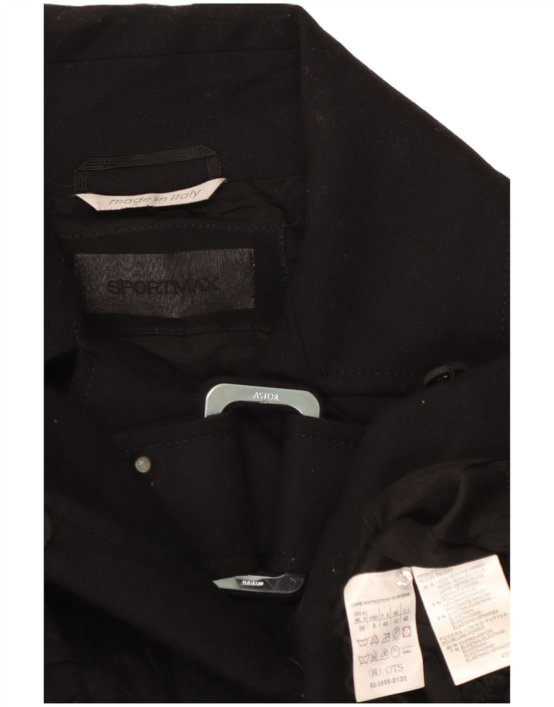 Женский пиджак Sportmax UK 10, маленький, черный, шерстяной