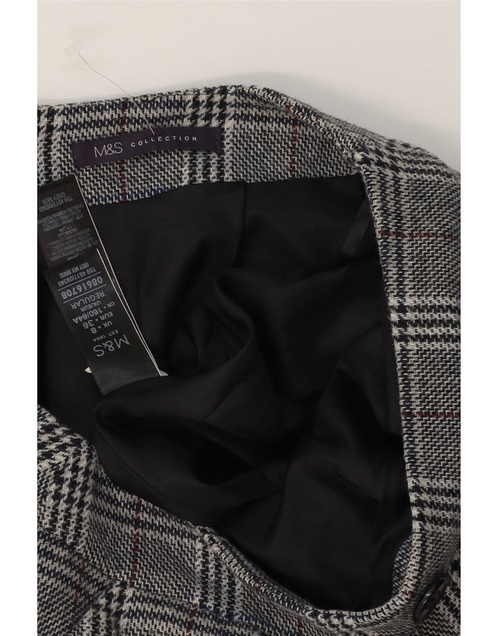 Женская мини-юбка Marks & Spencer UK 8, маленькая W28, серый акрил с узором «гусиные лапки»