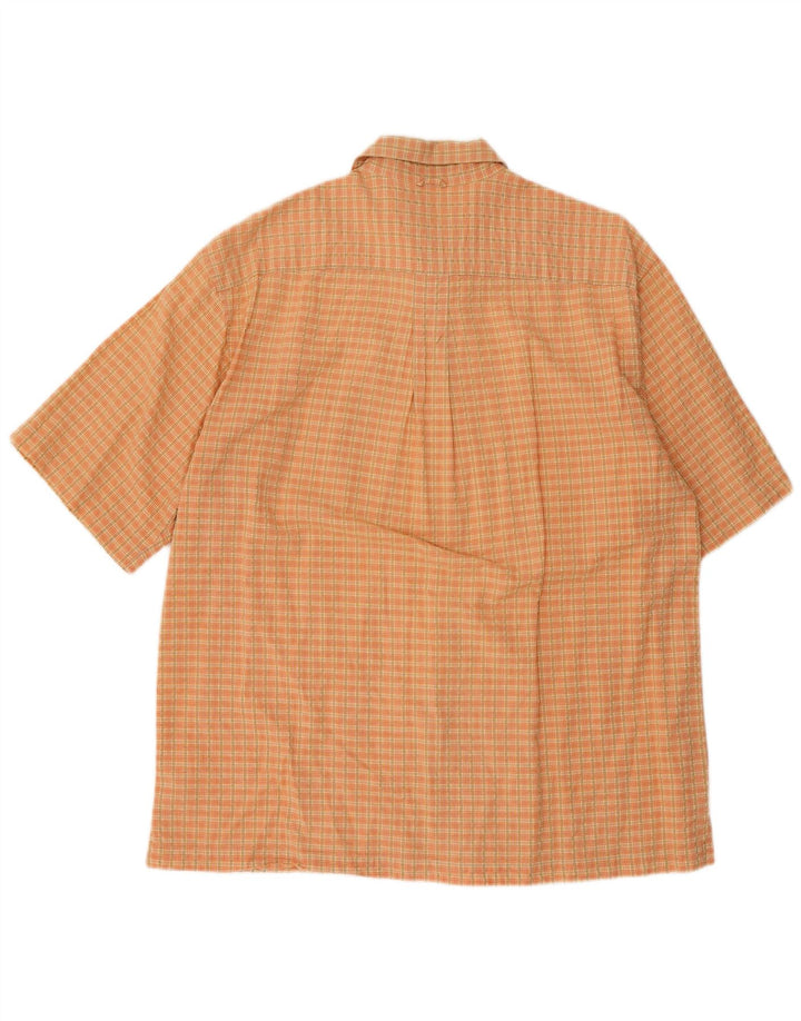 Мужская рубашка Timberland с коротким рукавом, хлопковая оранжевая клетка среднего размера