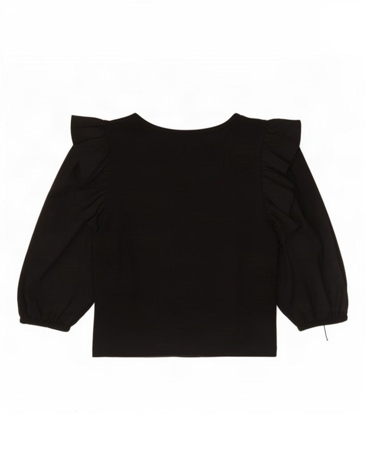 Женский укороченный топ с рукавом 3/4 Zara UK 12, средний черный хлопок, черный
