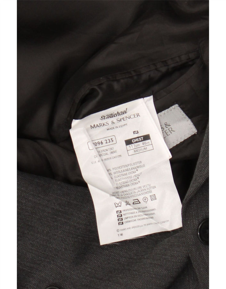 Мужской двубортный пиджак Marks & Spencer UK 46 3XL серый полиэстер
