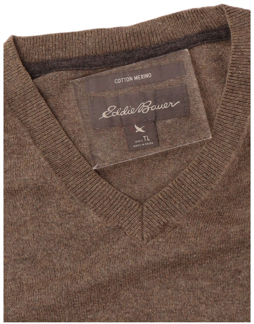 Мужской джемпер с v-образным вырезом EDDIE BAUER, большой серый хлопковый свитер