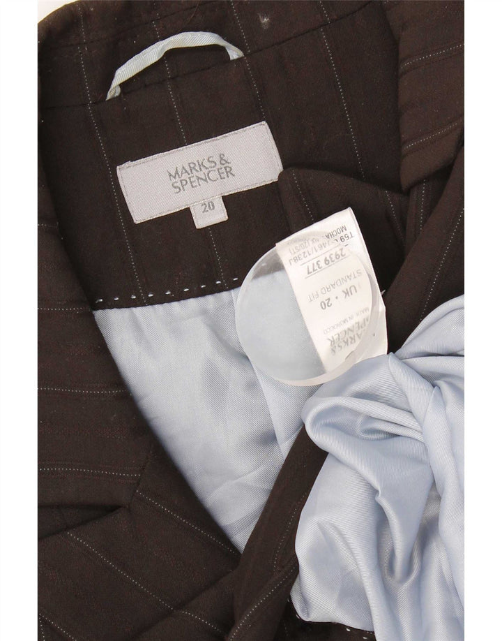 Женское пальто Marks & Spencer UK 20 2XL Коричневое полиэстер в тонкую полоску