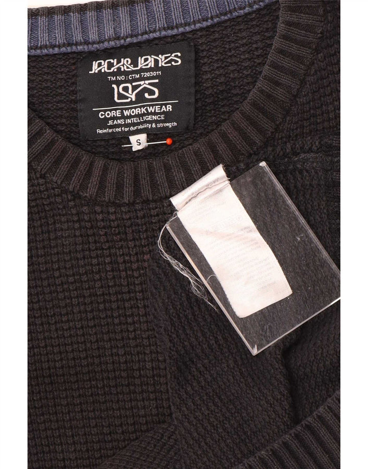 Мужской джемпер с круглым вырезом Jack & Jones, маленький черный хлопковый свитер
