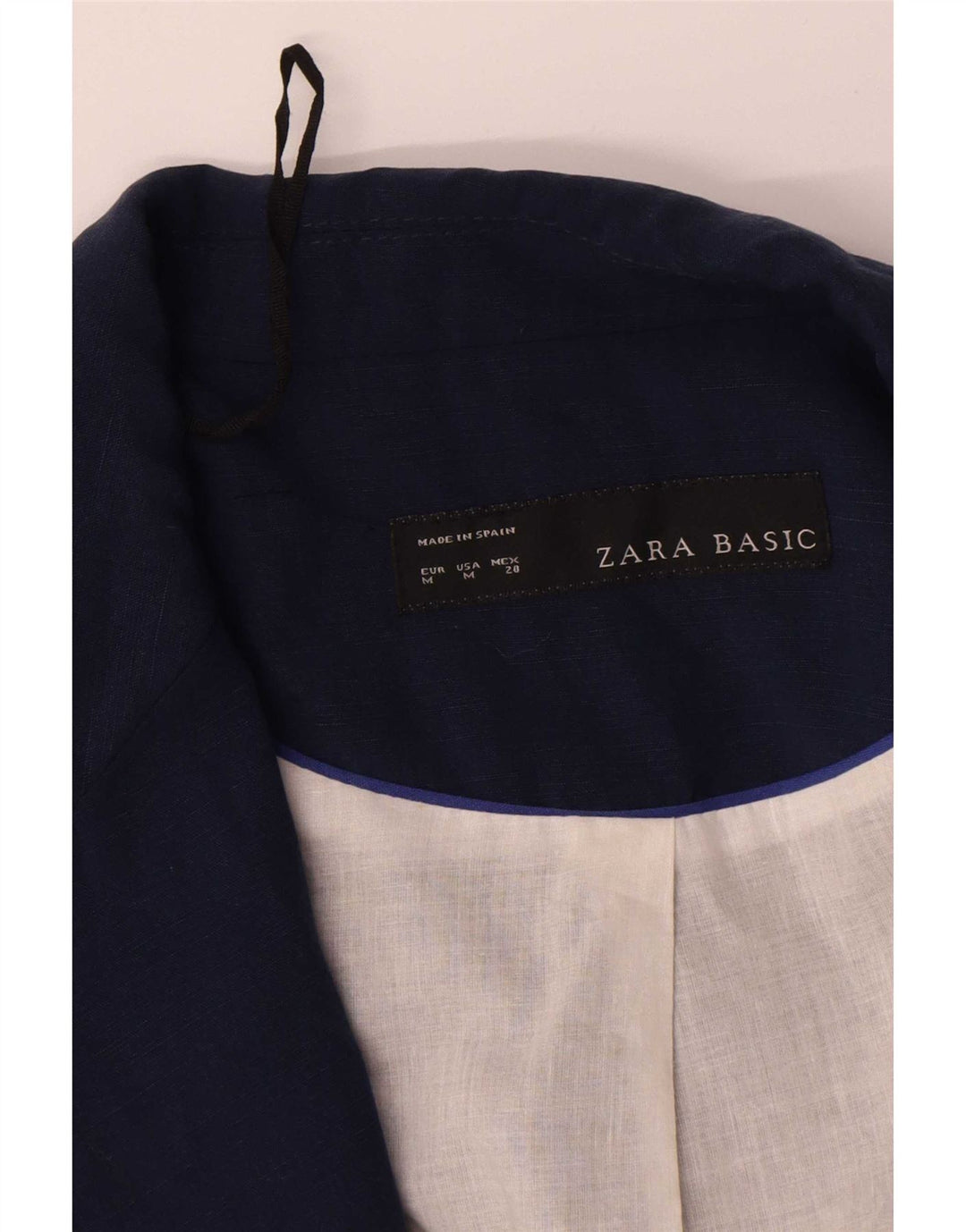 Женский пиджак с открытыми рукавами 3/4 Zara UK 14, средний темно-синий