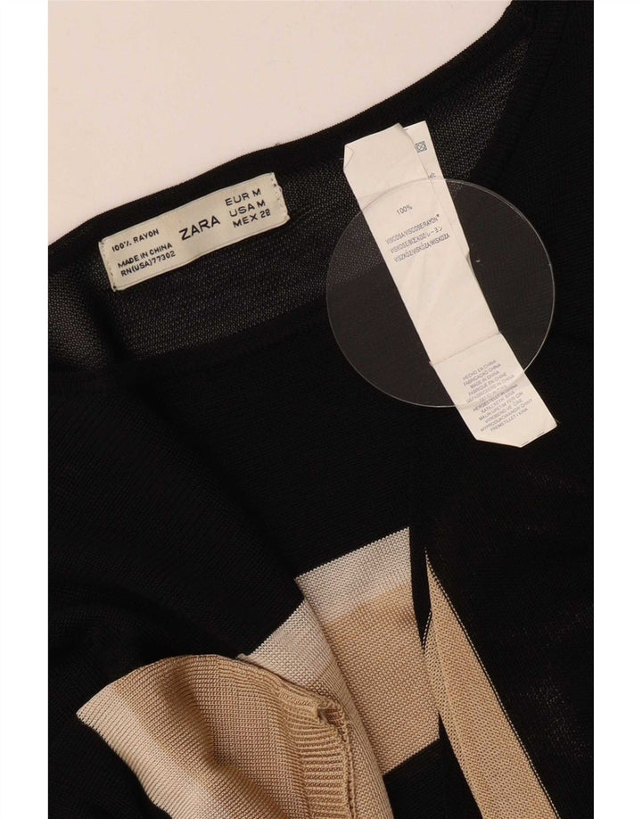 Женская блузка Zara Top UK 12, средний черный в полоску, вискоза
