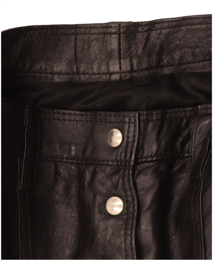 Винтажная женская мини-кожаная юбка W26, маленькая, черная