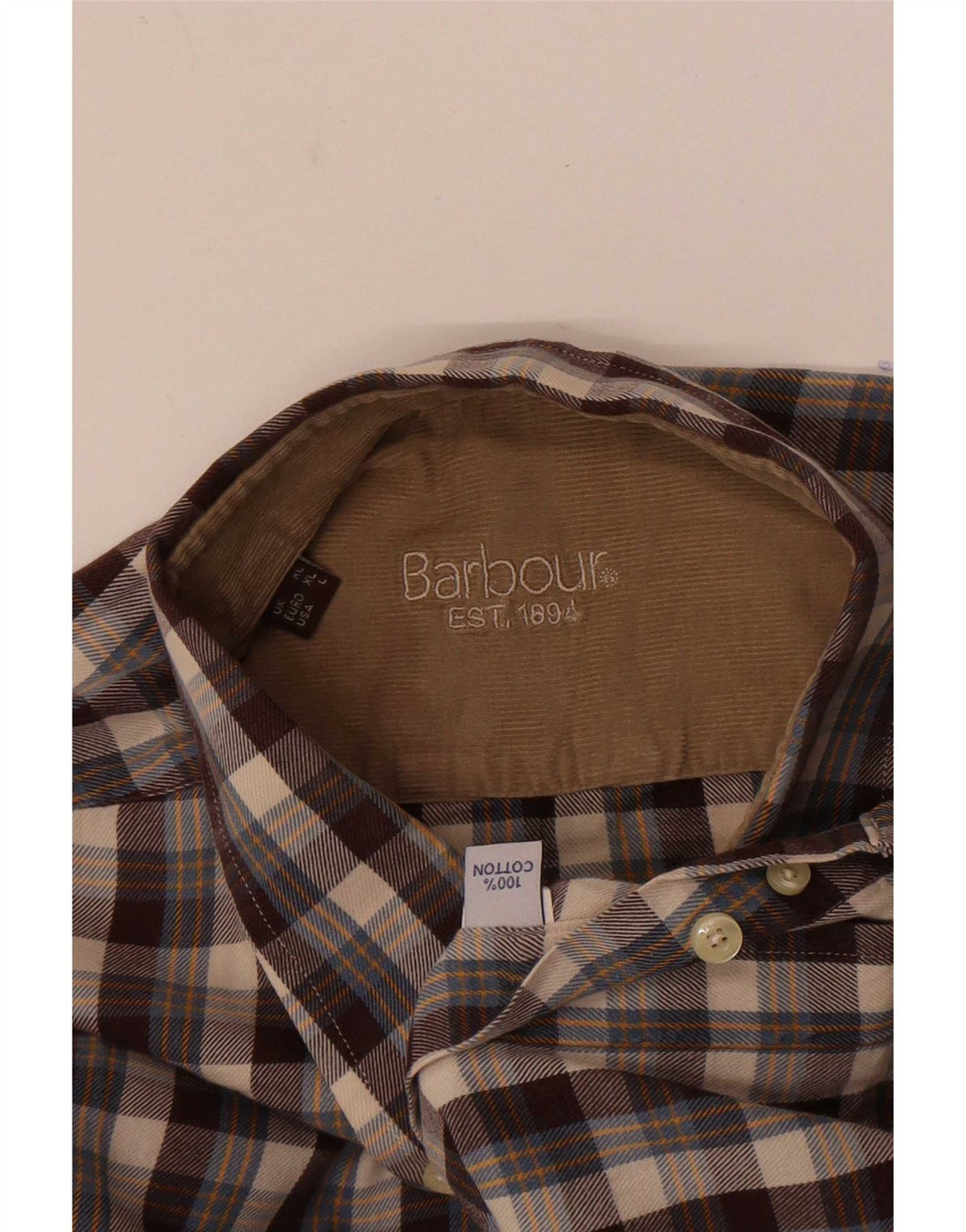Мужская фланелевая рубашка Barbour, большая коричневая клетка, хлопок