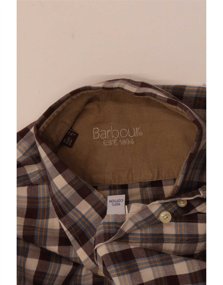 Мужская фланелевая рубашка Barbour, большая коричневая клетка, хлопок
