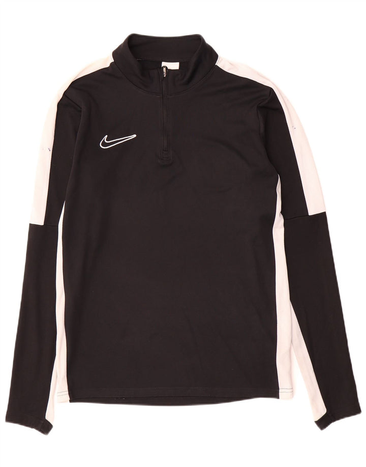 Мужской топ Nike Dri Fit с воротником на молнии и длинными рукавами, маленький черный цветной блок