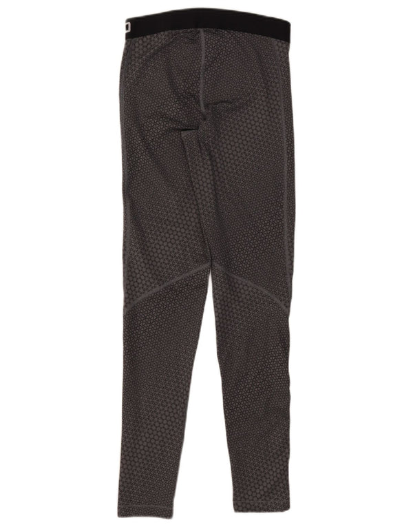 Женские леггинсы с рисунком Nike Dri Fit UK 12, полиэстер среднего серого цвета с геометрическим рисунком