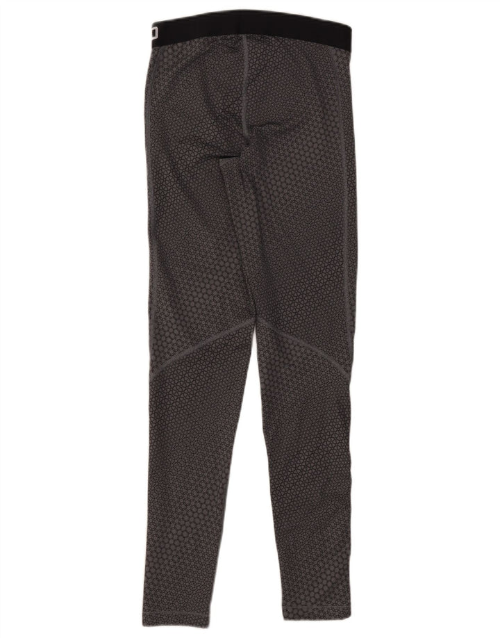 Женские леггинсы с рисунком Nike Dri Fit UK 12, полиэстер среднего серого цвета с геометрическим рисунком