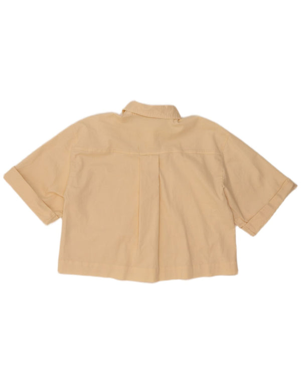 Женская укороченная блузка-рубашка оверсайз с короткими рукавами Zara UK 10, маленькая желтая