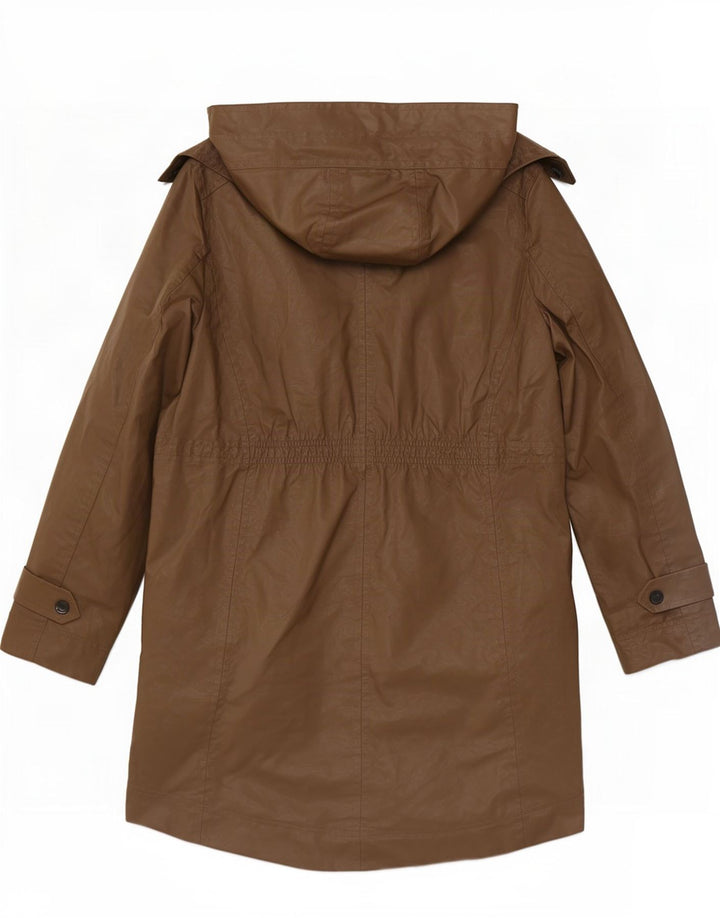 Женская парка Massimo Dutti с капюшоном UK 12, средний бежевый хлопок