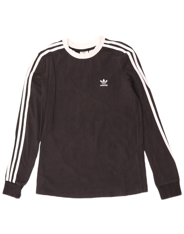 Женский топ Adidas с длинным рукавом UK 8, маленький черный, хлопок с цветными блоками