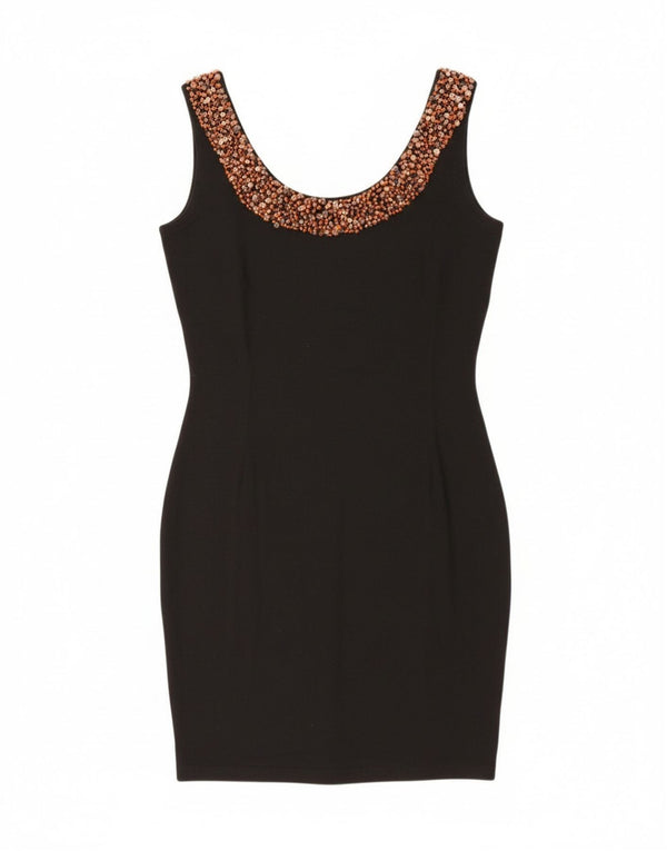 Винтажное женское облегающее платье без рукавов, Великобритания, 8, маленькое черное хлопковое платье