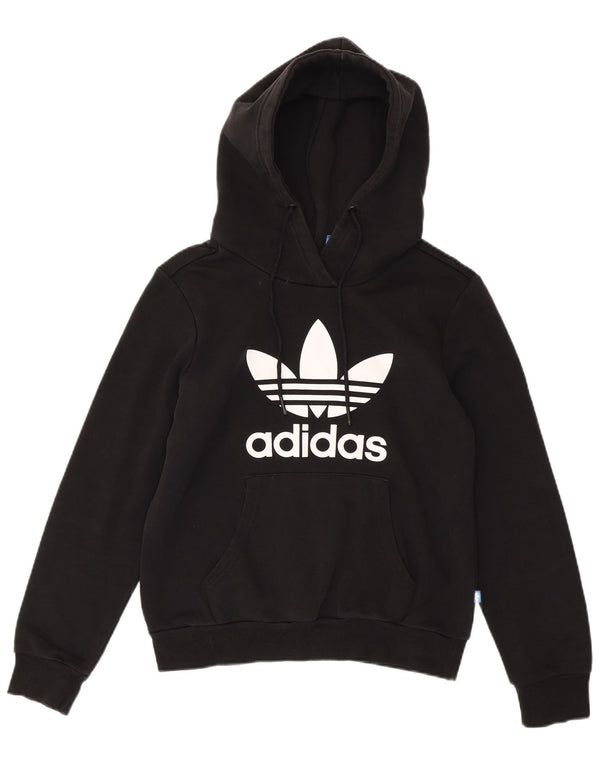 Женский джемпер с капюшоном Adidas UK 12, средний черный, хлопок