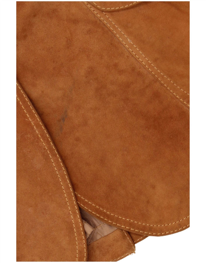 ВИНТАЖНЫЙ женский замшевый пиджак на 3 пуговицах IT 42, средний коричневый цвет