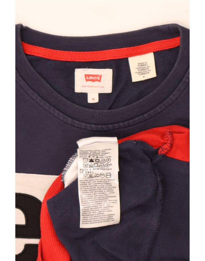 Мужской свитшот с рисунком Levi's, джемпер среднего размера, темно-синий, хлопок с цветными блоками