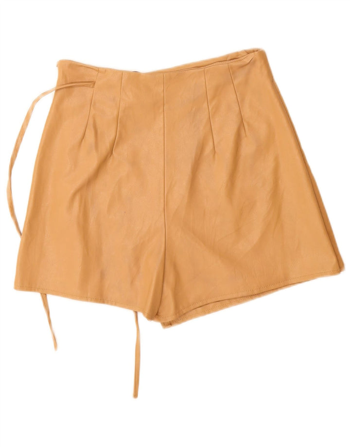 Женские кожаные шорты Zara, маленькие W26, бежевые из полиуретана