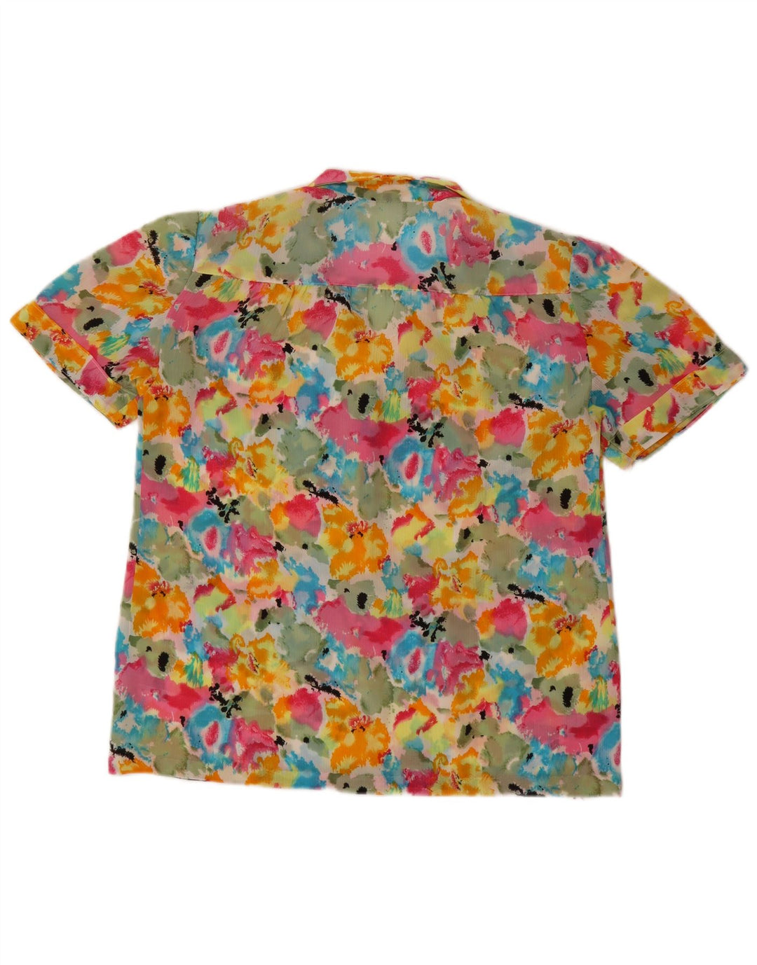 ВИНТАЖНАЯ женская блузка-рубашка с коротким рукавом, Великобритания, 16, большая разноцветная тай-дай