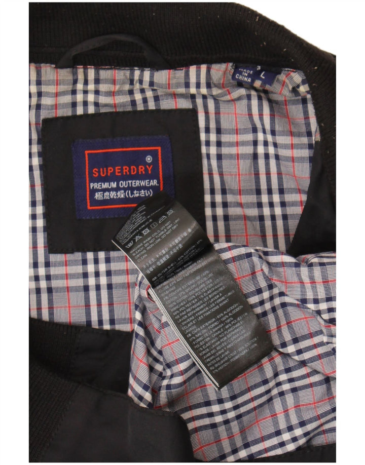 Мужская куртка-бомбер Superdry UK 40, большая черная, хлопок
