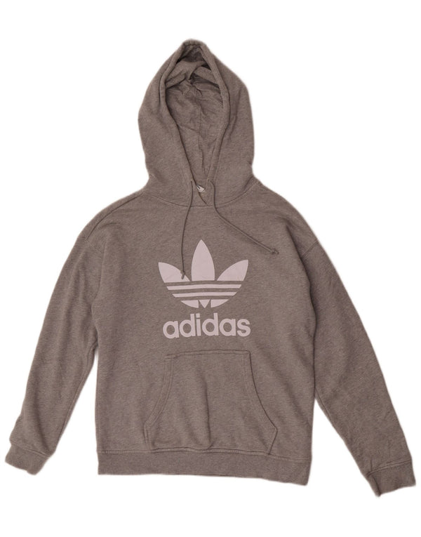 Женский джемпер с капюшоном Adidas Oversized с рисунком UK 8, маленький серый в крапинку