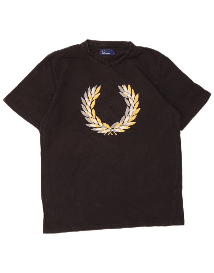 Мужская футболка с рисунком Fred Perry, средний черный хлопок