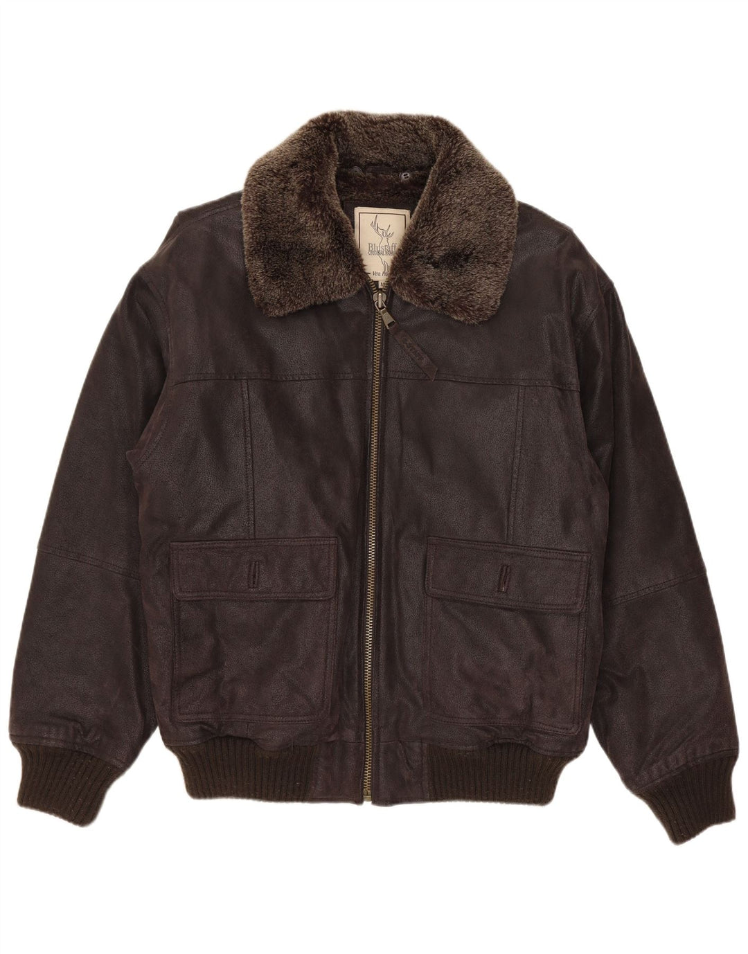 Мужская куртка-бомбер из овчины Blustaff UK 38 средний коричневый кожаный
