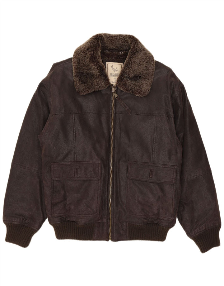 Мужская куртка-бомбер из овчины Blustaff UK 38 средний коричневый кожаный