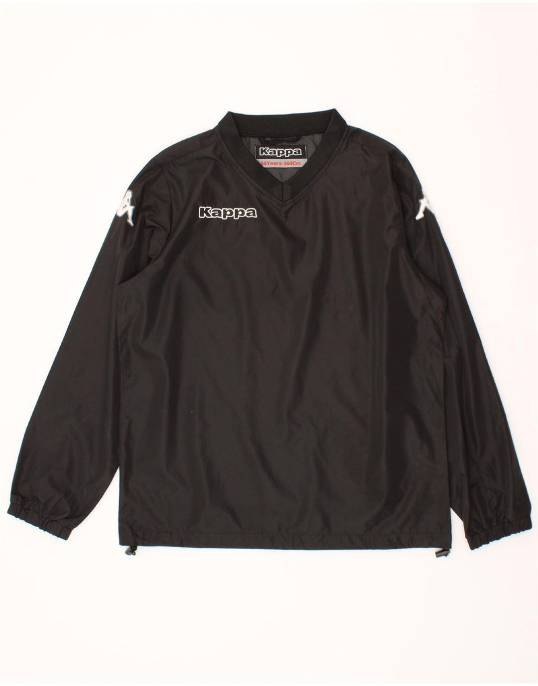 KAPPA Boys Pullover Tracksuit Top 13-14 Years Black Polyester Vintage Kappa and Second-Hand Kappa from Messina Hembry 