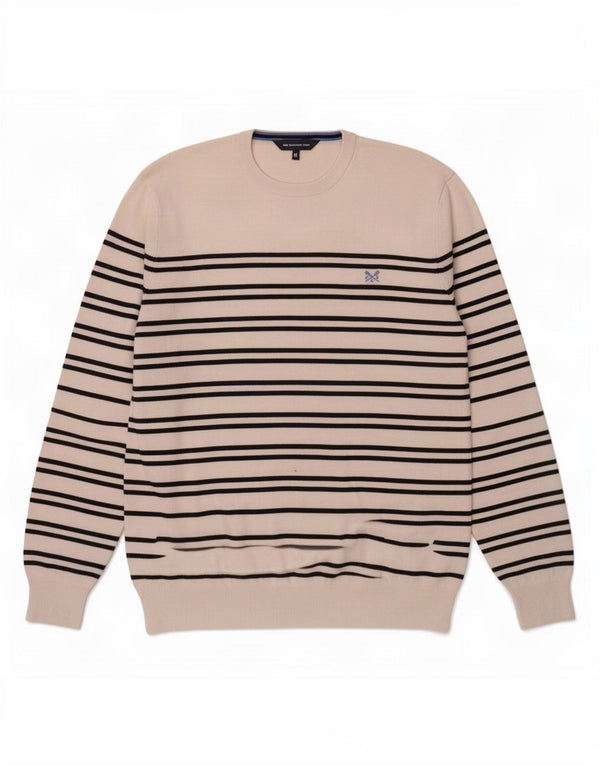Crew Clothing Мужской джемпер с круглым вырезом, свитер XL, хлопок в белую полоску
