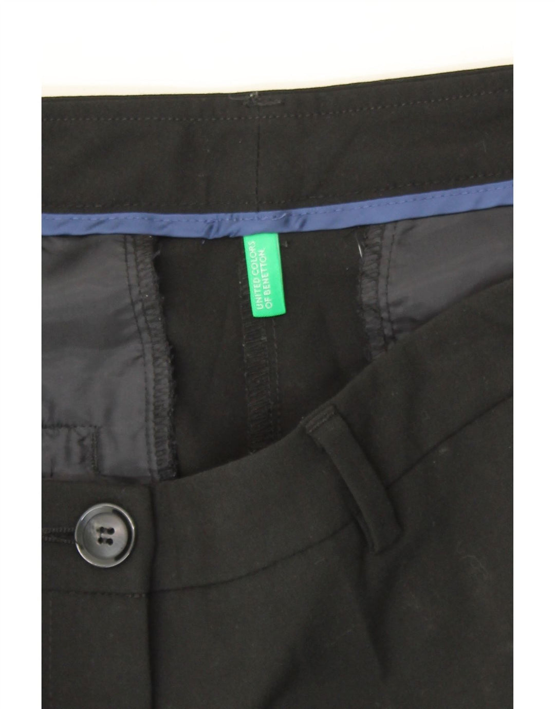 BENETTON Womens Slim Capri Trousers UK 12 Medium W30 L23 Black Polyester Vintage Benetton and Second-Hand Benetton from Messina Hembry 