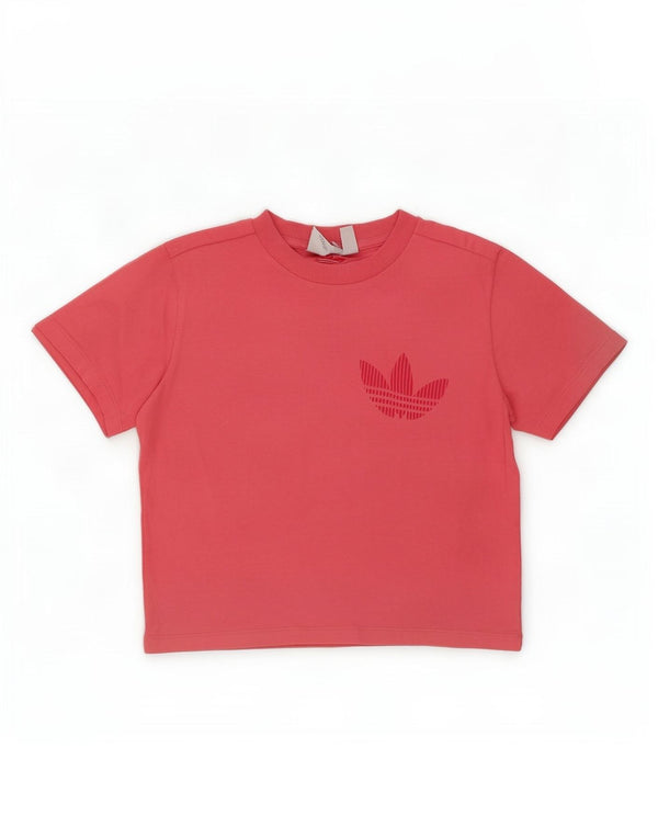 Женская укороченная футболка с рисунком Adidas Top UK 10, маленький розовый хлопок
