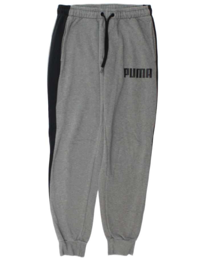 Мужские спортивные брюки с графическим рисунком Puma, джоггеры, средние серые, с цветными блоками