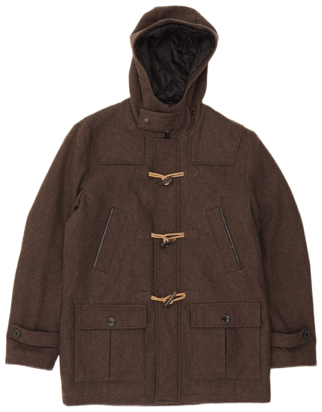 Мужской дафлкот с капюшоном Nautica UK 38, средний коричневый, шерсть