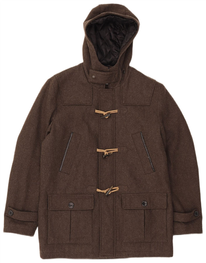Мужской дафлкот с капюшоном Nautica UK 38, средний коричневый, шерсть
