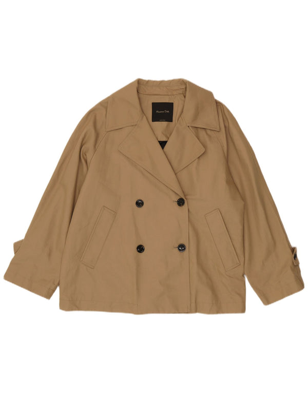 Massimo Dutti Женский Короткий Тренч Оверсайз UK 14 Средний Бежевый Хлопок