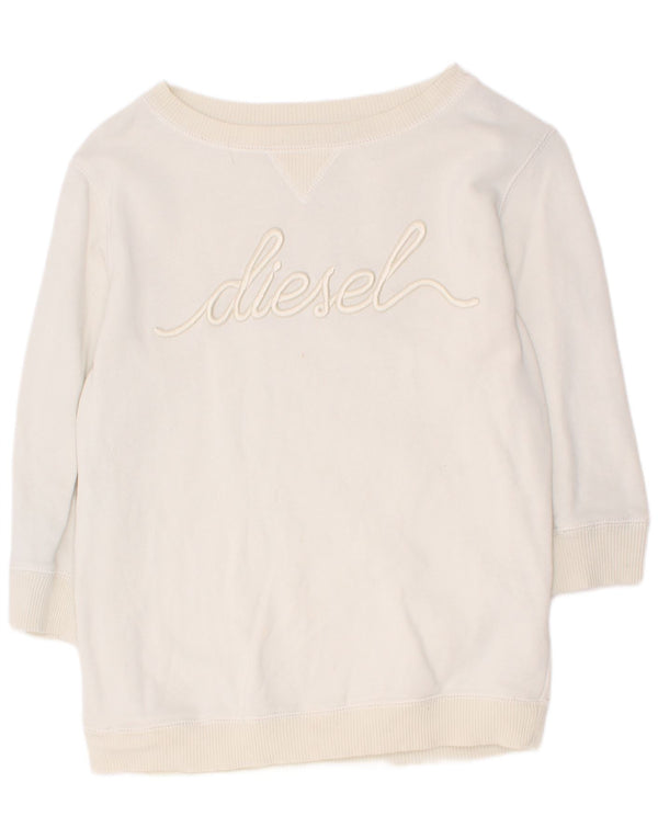 Женский джемпер Diesel с рукавом 3/4 с рисунком UK 4 XS, белый хлопок