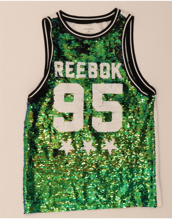 Женский жилет Reebok с графическим рисунком UK 4/6 XS, зеленый цветной хлопок, хлопок
