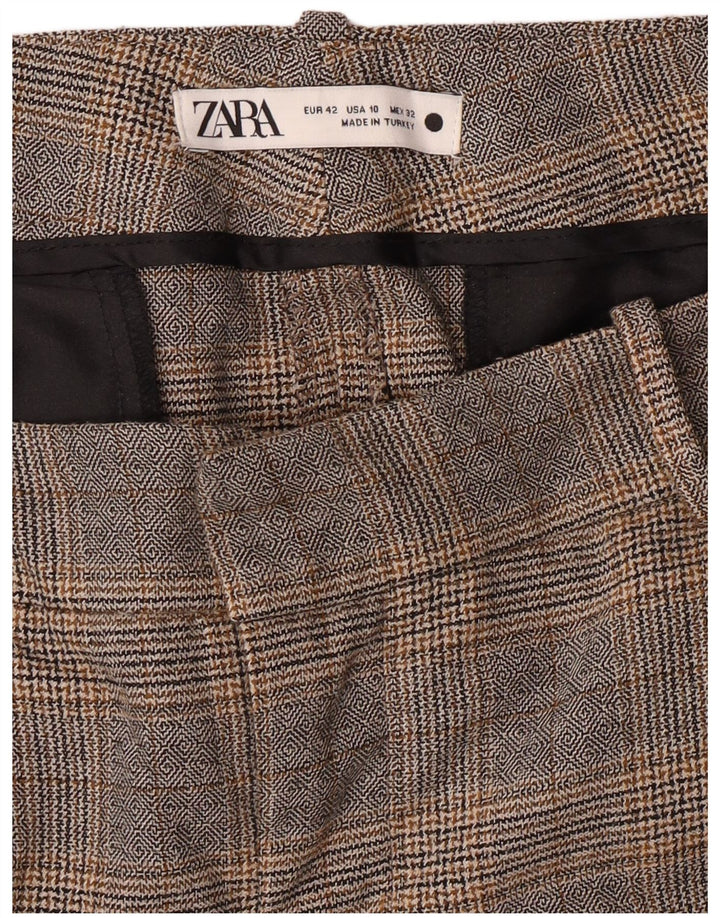 Женские брюки чинос узкого кроя ZARA EU 42, большие W32 L27, серая клетка