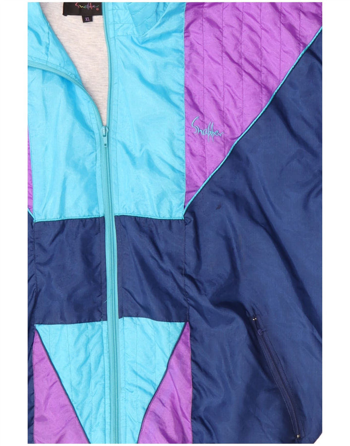 Мужской спортивный костюм VINTAGE, верхняя куртка XL, синий нейлон с цветными блоками