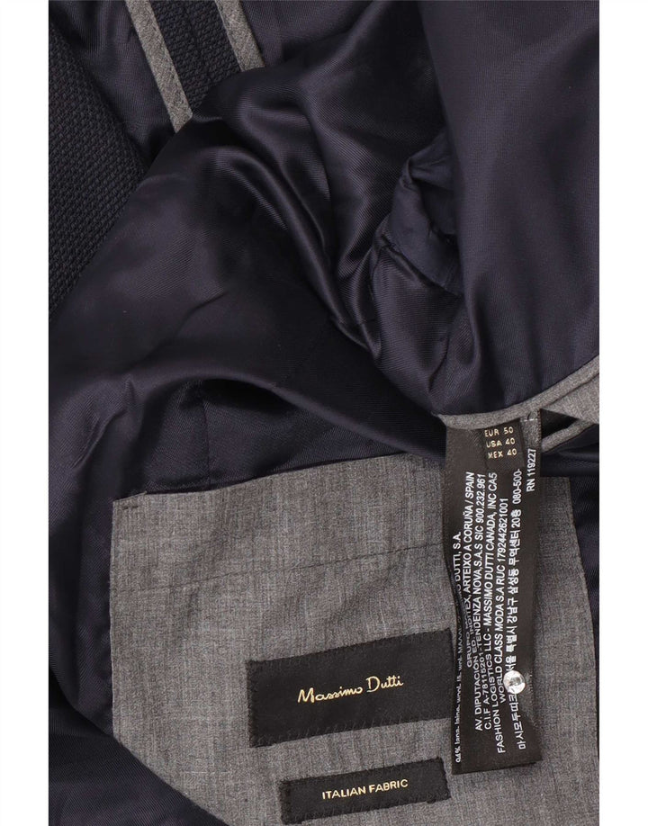 Мужской пиджак Massimo Dutti на 2 пуговицах EU 50, средний темно-синий, шерсть