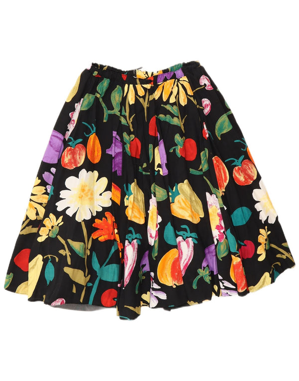 Винтажная женская расклешенная юбка W28, средняя, разноцветная, в богемном стиле с цветочным принтом