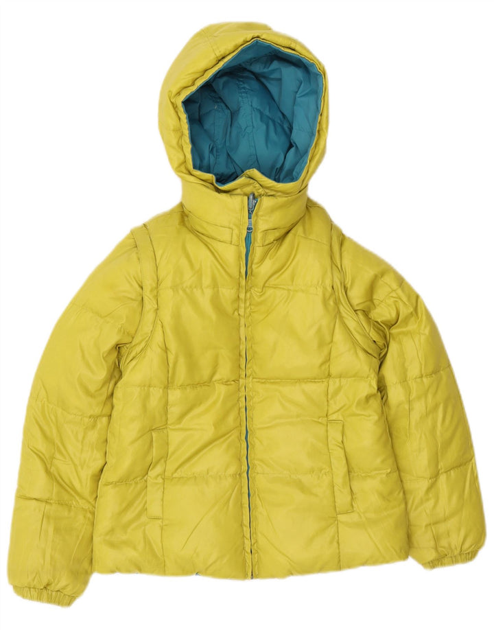 Двусторонняя стеганая куртка Benetton для девочек 7–8 лет, средний синий цвет