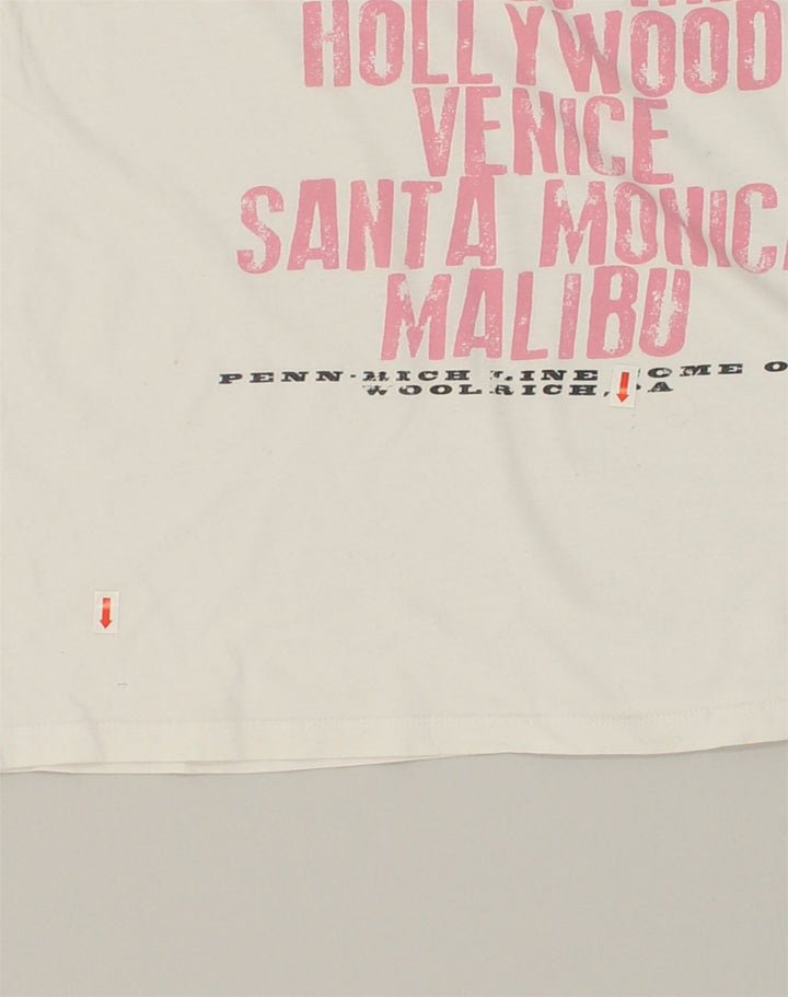 PENN-RICH Womens Graphic T-Shirt Top UK 14 Large White Cotton | Vintage Penn-rich | Thrift | Second-Hand Penn-rich | Used Clothing | Messina Hembry 